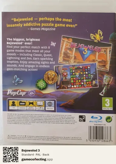 Bejeweled 3 PlayStation 3, PAL box back