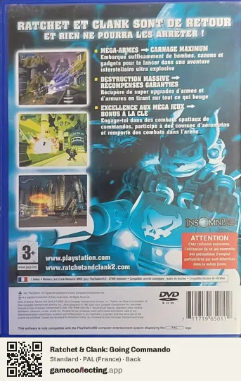 Ratchet & Clank: Going Commando PlayStation 2, France box back