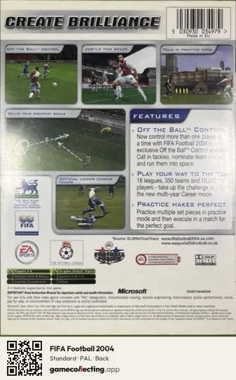 FIFA Football 2004 Xbox, PAL box back