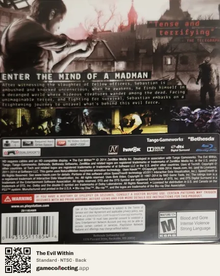 The Evil Within PlayStation 3, NTSC box back