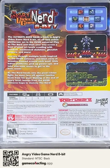 Angry Video Game Nerd 8-bit Nintendo Switch, NTSC box back