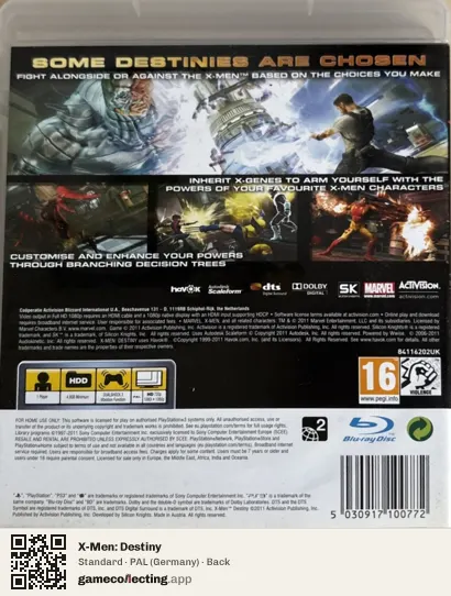 X-Men: Destiny PlayStation 3, Germany box back