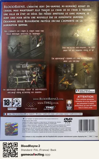 BloodRayne 2 PlayStation 2, France box back