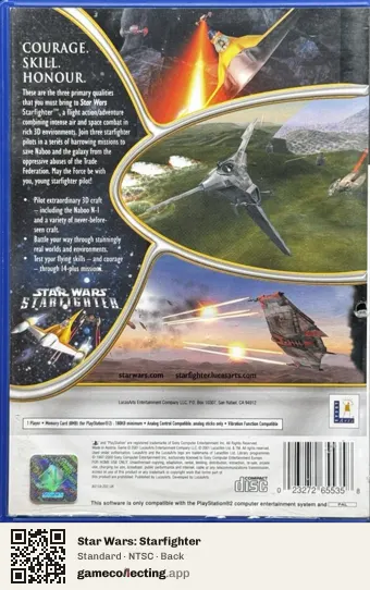 Star Wars: Starfighter PlayStation 2, NTSC box back