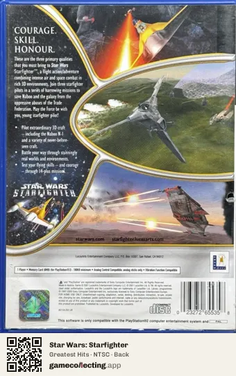 Star Wars: Starfighter PlayStation 2, NTSC box back