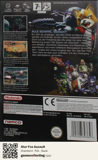 Star Fox Assault Nintendo GameCube, PAL box back