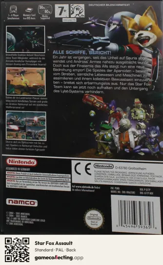 Star Fox Assault Nintendo GameCube, PAL box back