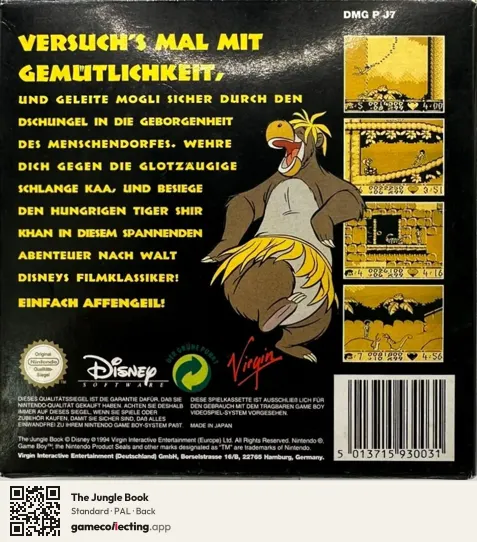 The Jungle Book Game Boy, PAL box back