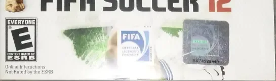FIFA 12, the ESRB box on its front