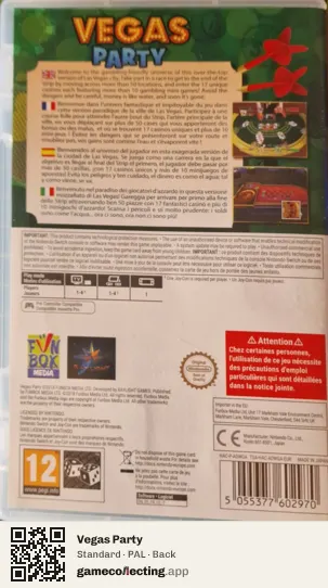 Vegas Party Nintendo Switch, PAL box back