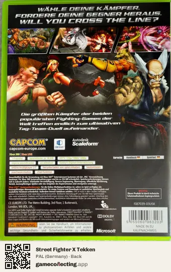 Street Fighter X Tekken Xbox 360, Germany box back