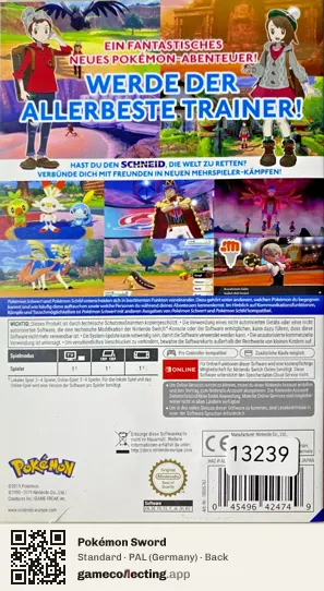 Pokémon Sword Nintendo Switch, Germany box back