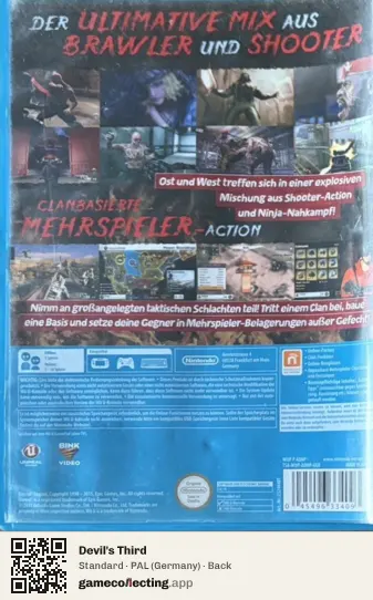 Devil's Third Nintendo Wii U, Germany box back