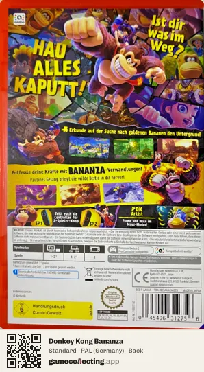 Donkey Kong Bananza Nintendo Switch 2, Germany box back