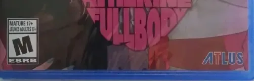 Catherine: Full Body, the ESRB box on its front