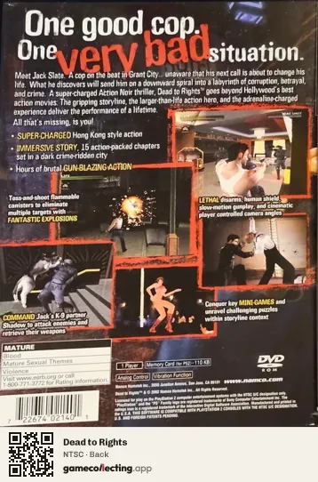 Dead to Rights PlayStation 2, NTSC box back