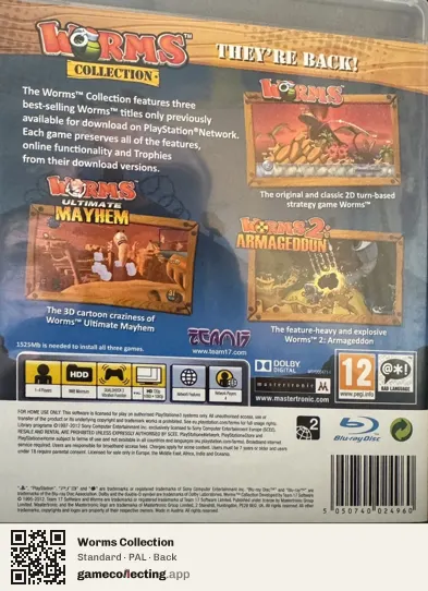 Worms Collection PlayStation 3, PAL box back