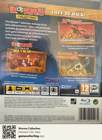 Worms Collection PlayStation 3, PAL box back