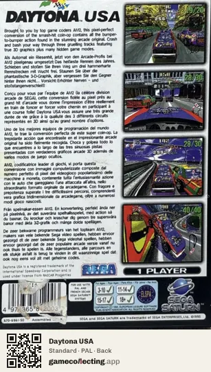 Daytona USA Sega Saturn, PAL box back