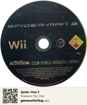 Spider-Man 3 Nintendo Wii, PAL disc