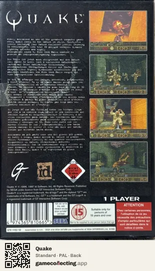 Quake Sega Saturn, PAL box back