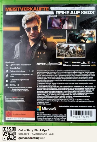 Call of Duty: Black Ops 6 Xbox Series X, Germany box back