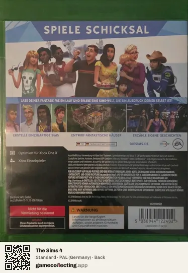 The Sims 4 Xbox One, Germany box back