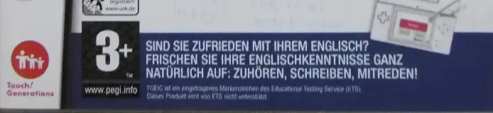 English Training: Have Fun Improving Your Skills!, the USK square on its front