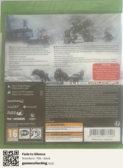 Fade to Silence Xbox One, PAL box back