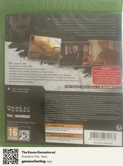 The Raven Remastered Xbox One, PAL box back