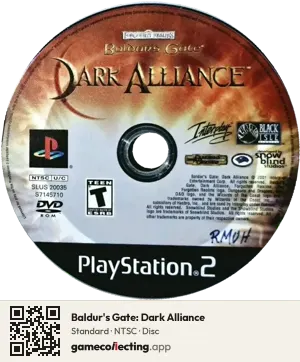 Baldur's Gate: Dark Alliance PlayStation 2, NTSC disc