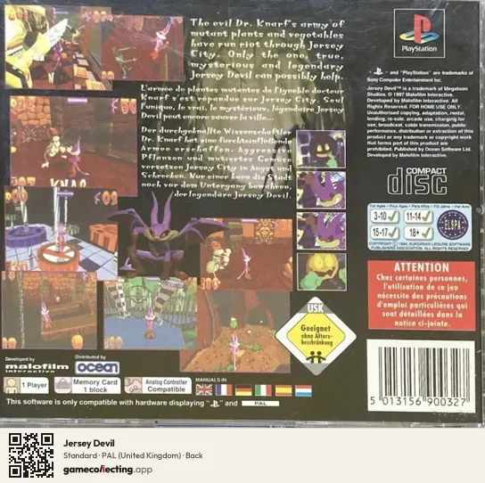 Jersey Devil PlayStation, United Kingdom box back