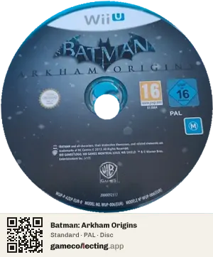 Batman: Arkham Origins Nintendo Wii U, PAL disc