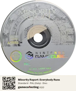 Minority Report: Everybody Runs Nintendo GameCube, PAL disc