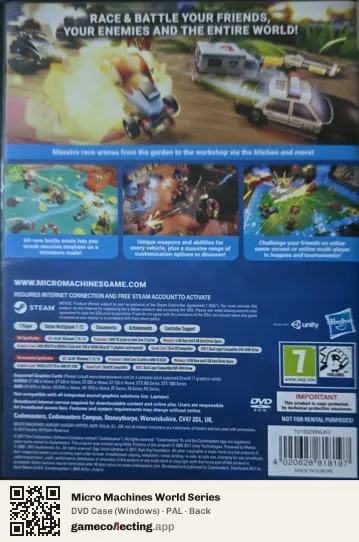 Micro Machines World Series Computer, PAL box back
