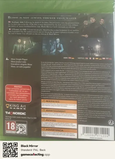 Black Mirror Xbox One, PAL box back