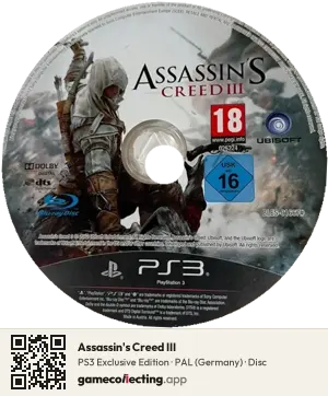 Assassin's Creed III PlayStation 3, PAL disc