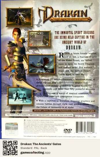 Drakan: The Ancients' Gates PlayStation 2, PAL box back