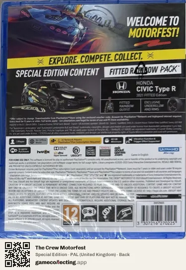 The Crew Motorfest PlayStation 5, United Kingdom box back