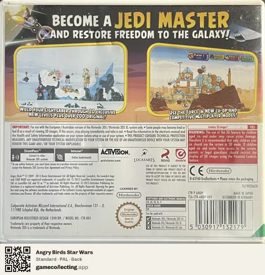 Angry Birds Star Wars Nintendo 3DS, PAL box back