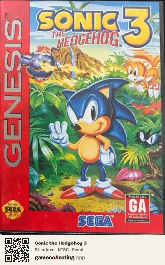 Sonic the Hedgehog 3 Sega Mega Drive / Genesis, NTSC box front