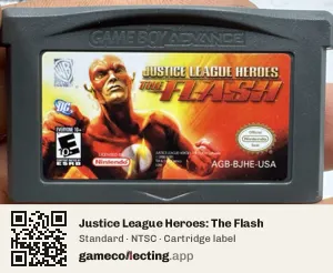 Justice League Heroes: The Flash Game Boy Advance, NTSC cartridge label