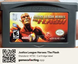 Justice League Heroes: The Flash Game Boy Advance, NTSC cartridge label