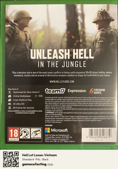 Hell Let Loose: Vietnam Xbox Series X, PAL box back