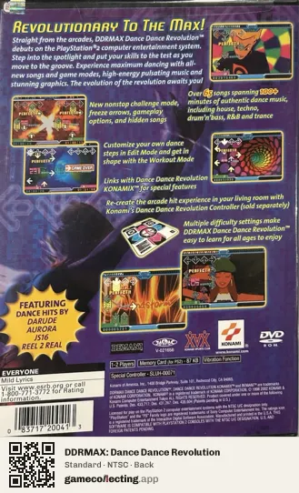 DDRMAX: Dance Dance Revolution PlayStation 2, NTSC box back