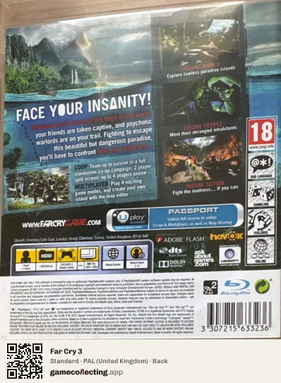 Far Cry 3 PlayStation 3, United Kingdom box back