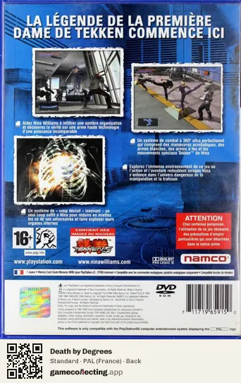Death by Degrees PlayStation 2, France box back
