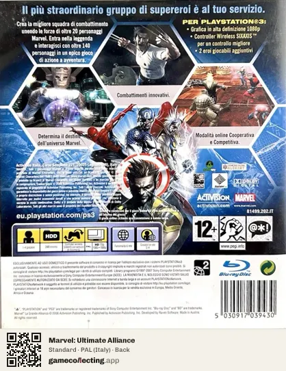 Marvel: Ultimate Alliance PlayStation 3, Italy box back