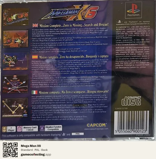 Mega Man X6 PlayStation, PAL box back