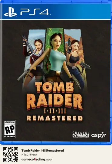 Tomb Raider I-III Remastered PlayStation 4, NTSC box front